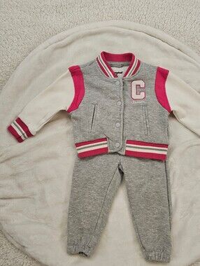 Champion Baby Grey & Pink Varsity Jacket Set